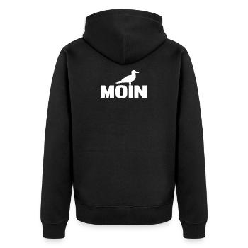 Moin Möwe Möve Nordeutschland Vogel Küste Geschenk - Unisex Premium Bio Zip Hoodie - Schwarz - Hinten - Nico (187cm)