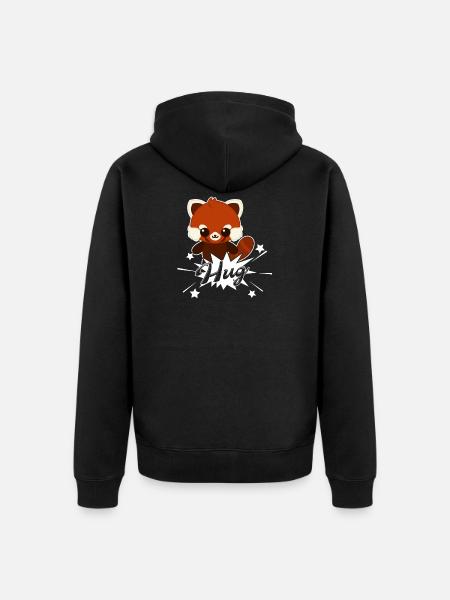 Cute Red Panda - Unisex Premium Organic Zip Hoodie - black
