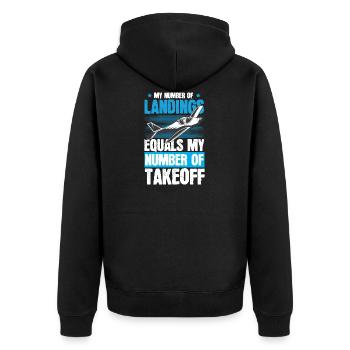 Flugzeug Fliege Fliegen - Unisex Premium Bio Zip Hoodie - Schwarz - Hinten - Nico (187cm)