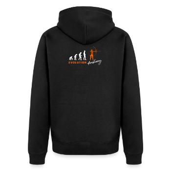 Evolution archery archer bow - Unisex Premium Organic Zip Hoodie - black - Back - Nico (187cm)