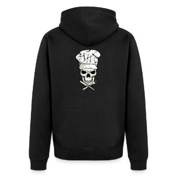 Skull cook griller hobby cook head chef - Unisex Premium Organic Zip Hoodie - black - Back - Nico (187cm)