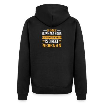 Nachbarschaft Design für deinen Nachbarn - Unisex Premium Bio Zip Hoodie - Schwarz - Hinten - Nico (187cm)