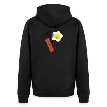 Food Pun Du bist das Ei zu meinem Speck - Unisex Premium Bio Zip Hoodie - Schwarz - Hinten - Nico (187cm)