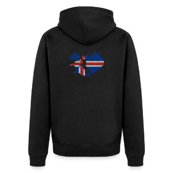 Cheval islandais, drapeau islandais, contour de l'Islande - Veste à capuche bio Premium Unisexe - noir - Dos - Nico (187cm)