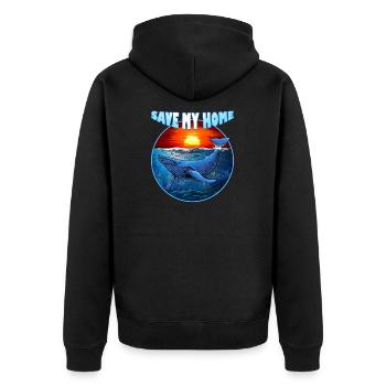 Save my Home - blue whale - whale - sea - ocean - Unisex Premium Organic Zip Hoodie - black - Back - Nico (187cm)