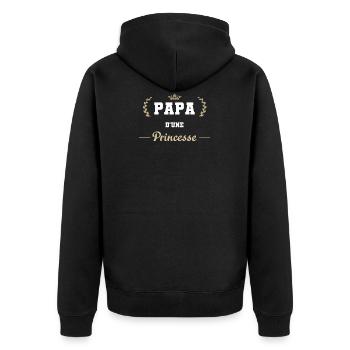 Papa d une Princesse Cadeau Père et Fille - Veste à capuche bio Premium Unisexe - noir - Dos - Nico (187cm)