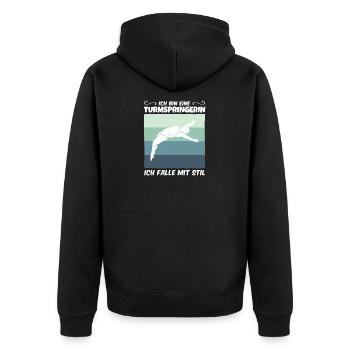 Turmspringen Wasserspringen Sprungturm - Fallen - Unisex Premium Bio Zip Hoodie - Schwarz - Hinten - Nico (187cm)