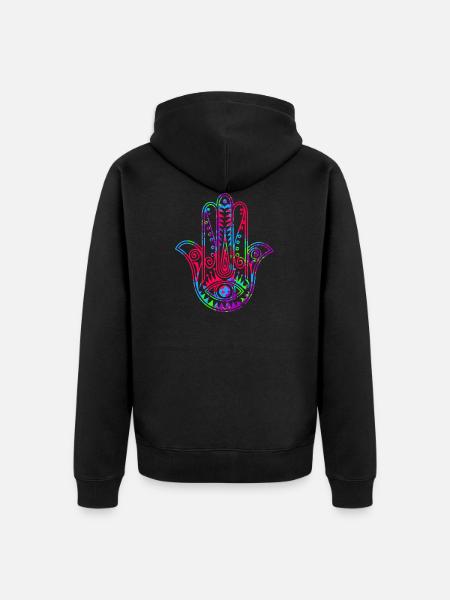 Hamsa hand of Fatima - Unisex Premium Organic Zip Hoodie - black