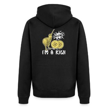 Kiwi Bird Hey je suis un kiwi - Veste à capuche bio Premium Unisexe - noir - Dos - Nico (187cm)