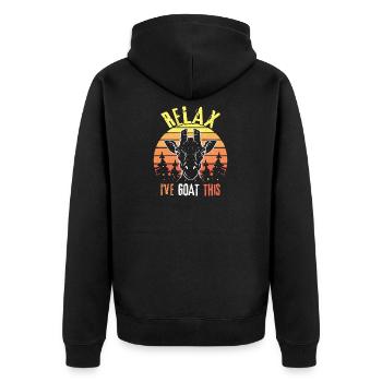 Relax I Have Goat This - Gift - Unisex Premium Organic Zip Hoodie - black - Back - Nico (187cm)