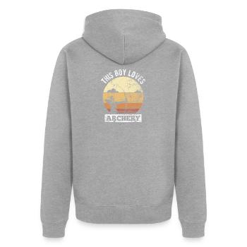 Retro archer archery bow - Unisex Premium Organic Zip Hoodie - heather grey - Back - Nico (187cm)