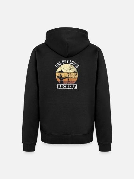 Retro archer archery bow - Unisex Premium Organic Zip Hoodie - black