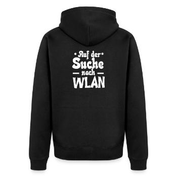 "Suche Wlan" | Informatiker - Unisex Premium Bio Zip Hoodie - Schwarz - Hinten - Nico (187cm)
