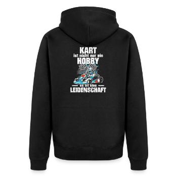 Gokart Racing Kartfahren ist nicht nur ein Hobby - Unisex Premium Bio Zip Hoodie - Schwarz - Hinten - Nico (187cm)