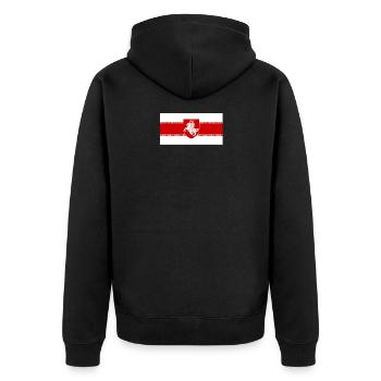 Freies Weißrussland Free Belarus - Unisex Premium Bio Zip Hoodie - Schwarz - Hinten - Nico (187cm)