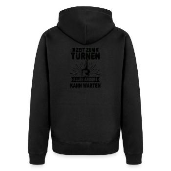 Turnen Turner Akrobat Gymnastik Turnhalle Geschenk - Unisex Premium Bio Zip Hoodie - Schwarz - Hinten - Nico (187cm)