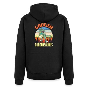 Großer Burdersaurus Dino Bruder Geschwister Spruch - Unisex Premium Bio Zip Hoodie - Schwarz - Hinten - Nico (187cm)