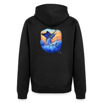 Cadeau de pêcheurs de pêche sportive Marlin - Veste à capuche bio Premium Unisexe - noir - Dos - Nico (187cm)