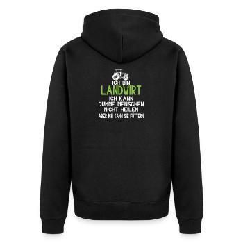 Landwirt Bauer Bauernhof Traktor - Unisex Premium Bio Zip Hoodie - Schwarz - Hinten - Nico (187cm)