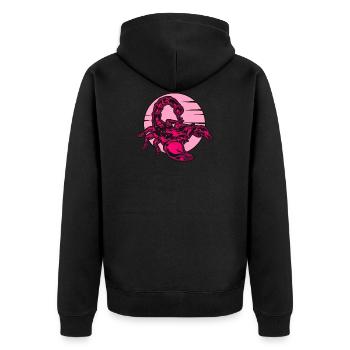 Skorpion Scorpio Sternzeichen - Unisex Premium Bio Zip Hoodie - Schwarz - Hinten - Nico (187cm)