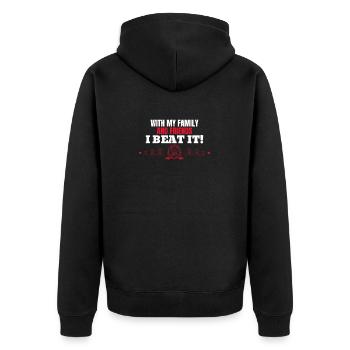 Fighting cancer Tshirt Family support - Unisex Premium Organic Zip Hoodie - black - Back - Nico (187cm)