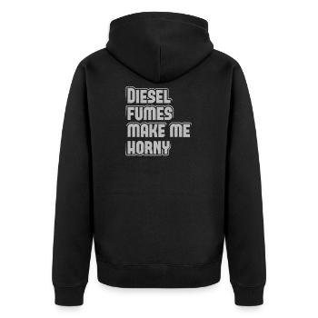 Diesel fumes make me horny - Unisex Premium Organic Zip Hoodie - black - Back - Nico (187cm)
