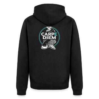 Fischer Forelle Barsch Angler Geburtstagsgeschenk - Unisex Premium Bio Zip Hoodie - Schwarz - Hinten - Nico (187cm)