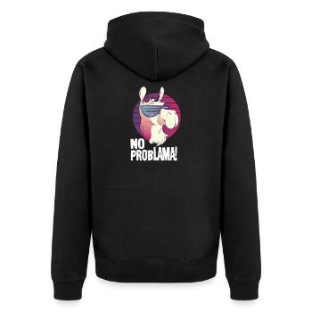No Problama - Alpaka Lama lustiges Geschenk Motiv - Unisex Premium Bio Zip Hoodie - Schwarz - Hinten - Nico (187cm)