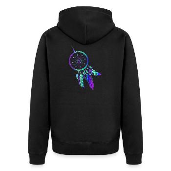 Attrape-rêves Indiens Dream dream plume - Veste à capuche bio Premium Unisexe - noir - Dos - Nico (187cm)