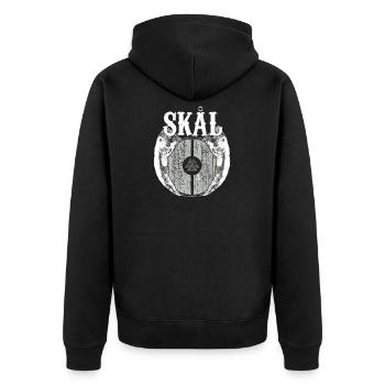 Wikinger Viking Valhalla Odin Thor Germane Wolf - Unisex Premium Bio Zip Hoodie - Schwarz - Hinten - Nico (187cm)