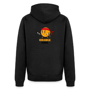 Karate Orange Orange Power - Unisex Premium Organic Zip Hoodie - black - Back - Nico (187cm)