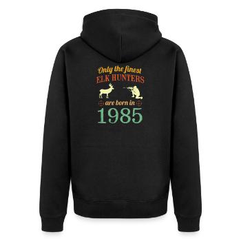 1985 Geburtstag Elch Jagdhemd - 35. Geburtstag Sh - Unisex Premium Bio Zip Hoodie - Schwarz - Hinten - Nico (187cm)
