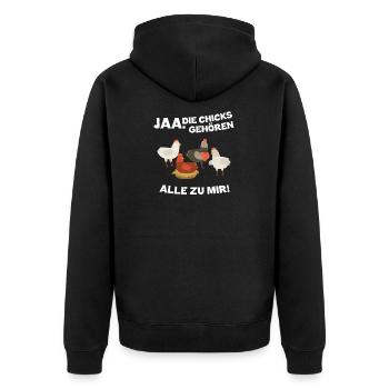 Oui Les Chicks Sont tous de Moi, les poulets agriculteurs - Veste à capuche bio Premium Unisexe - noir - Dos - Nico (187cm)