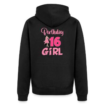 Geburtstag 16 Mädchen Party Feiern Teen 16. - Unisex Premium Bio Zip Hoodie - Schwarz - Hinten - Nico (187cm)