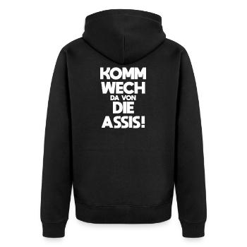 Ruhrpott Sprüche Ruhrgebiet Pottliebe Geschenk - Unisex Premium Bio Zip Hoodie - Schwarz - Hinten - Nico (187cm)