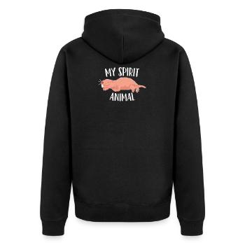 Nackte Maulwurfsratte - Mein Geistestier - Unisex Premium Bio Zip Hoodie - Schwarz - Hinten - Nico (187cm)