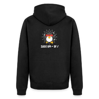 Tux Linux Penguin Sudo Rm Rf Geek Hacker - Veste à capuche bio Premium Unisexe - noir - Dos - Nico (187cm)