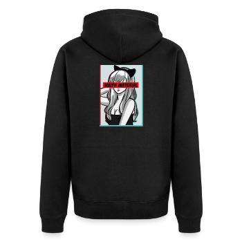 Waifu Material Lewd Anime Shirt Waifu - Unisex Premium Organic Zip Hoodie - black - Back - Nico (187cm)
