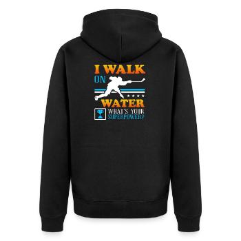 Urkomisches Eishockey Ich gehe auf Wassergeschenkdesign - Unisex Premium Bio Zip Hoodie - Schwarz - Hinten - Nico (187cm)