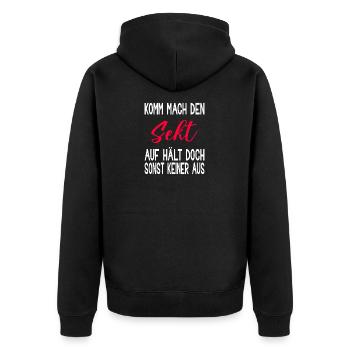 Mach den Sekt Auf Saufen Party Braut Mädelsabend - Unisex Premium Bio Zip Hoodie - Schwarz - Hinten - Nico (187cm)