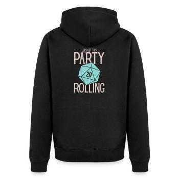 Funny Dungeon Crawler Würfel Set Pen und Papier - Unisex Premium Bio Zip Hoodie - Schwarz - Hinten - Nico (187cm)