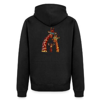 witziges Giraffen Giraffe Tier Geschenk - Unisex Premium Bio Zip Hoodie - Schwarz - Hinten - Nico (187cm)
