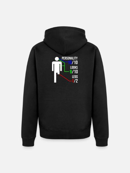 Leg amputation gift disability - Unisex Premium Organic Zip Hoodie - black