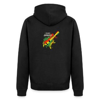Jamaica Gitarre Musikinstrument - Unisex Premium Bio Zip Hoodie - Schwarz - Hinten - Nico (187cm)