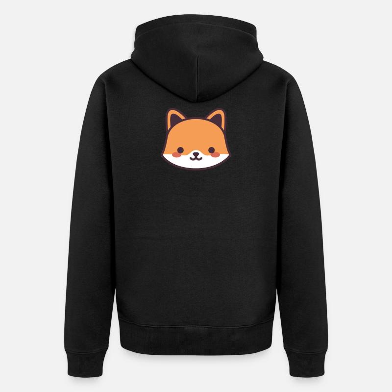 Fox kawaii - Unisex Premium Organic Zip Hoodie - black