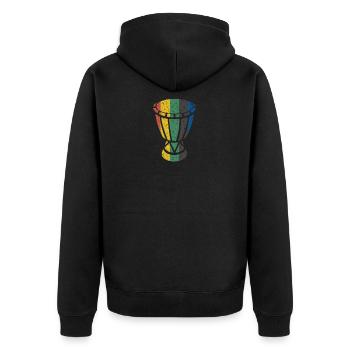 Djembe Bongos Junkies Afrikanische Drum Trommel - Unisex Premium Bio Zip Hoodie - Schwarz - Hinten - Nico (187cm)