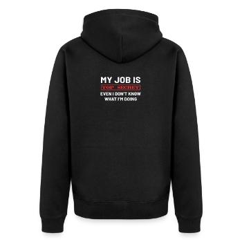 Job Top Secret Fachmann Geschenk - Unisex Premium Bio Zip Hoodie - Schwarz - Hinten - Nico (187cm)