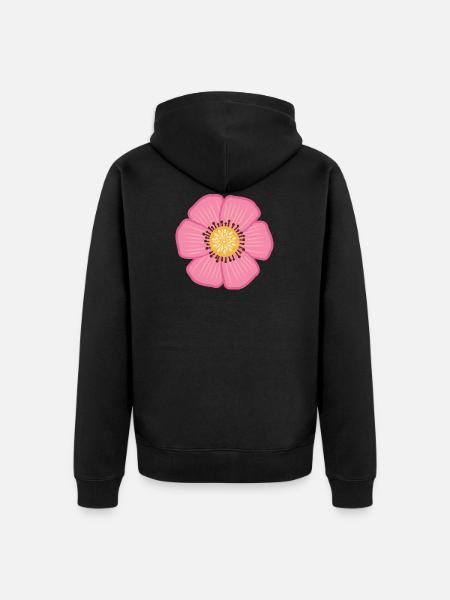 Getekende mooie bloem van roze jungle bloem - Uniseks Premium bio ziphoodie - zwart