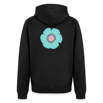 Fleur bleu clair fleurs de jungle turquoise - Veste à capuche bio Premium Unisexe - noir - Dos - Nico (187cm)