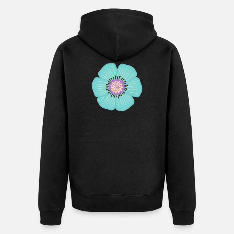 Hellblaue Blume türkis Jungle Blumen - Unisex Premium Bio Zip Hoodie - Schwarz